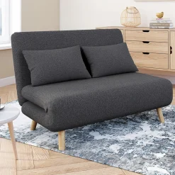IDMarket Canapé lit convertible 2 places 120x190cm tissu gris anthracite* Canapés