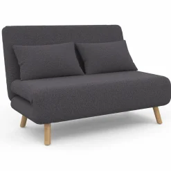 IDMarket Canapé lit convertible 2 places 120x190cm tissu gris anthracite* Canapés