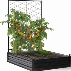 IDMarket Carré potager en métal avec serre à tomates + treillis + housse* Carrés Potager