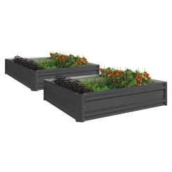 IDMarket Carrés de potager 90 x 90 cm métalliques gris argentés : lot de 2* Carrés Potager
