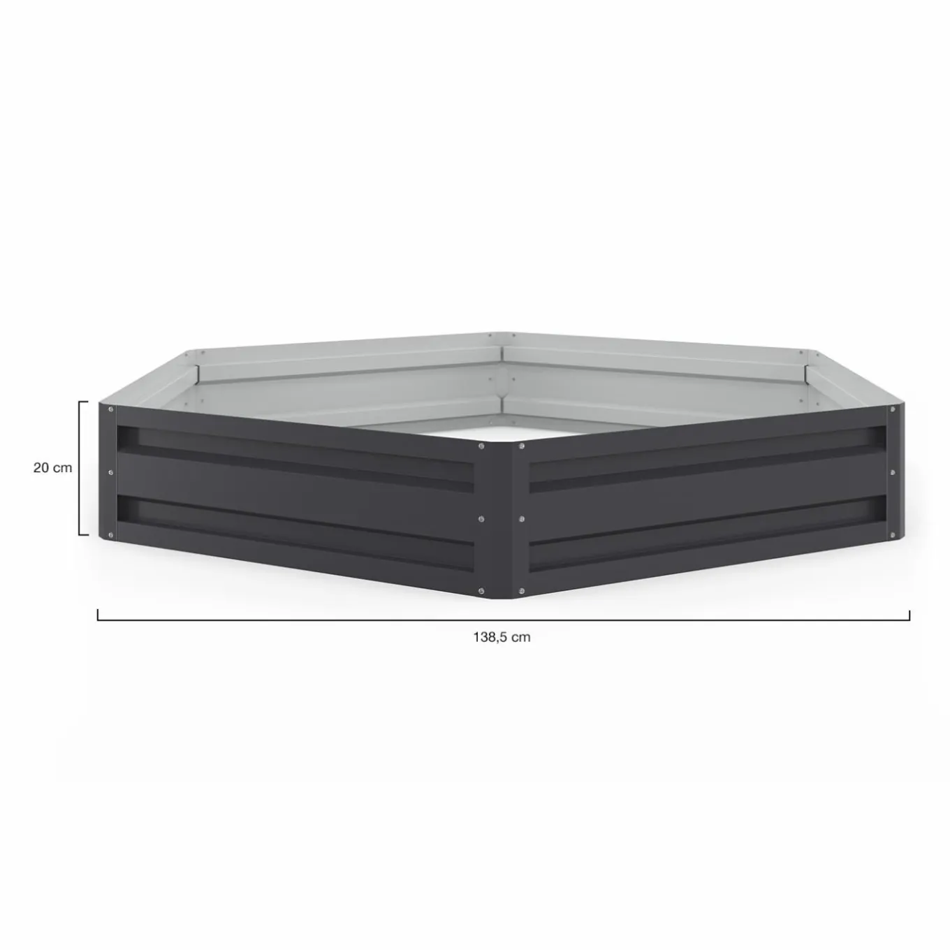 IDMarket Carrés de potager hexagonale 120 cm gris anthracite : lot de 2* Carrés Potager