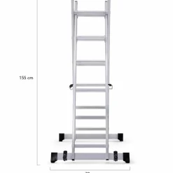 IDMarket Échafaudage aluminium plateforme modulable avec échelle multifonction, sur roues, 165 cm* Entretien Du Jardin Et Accessoires