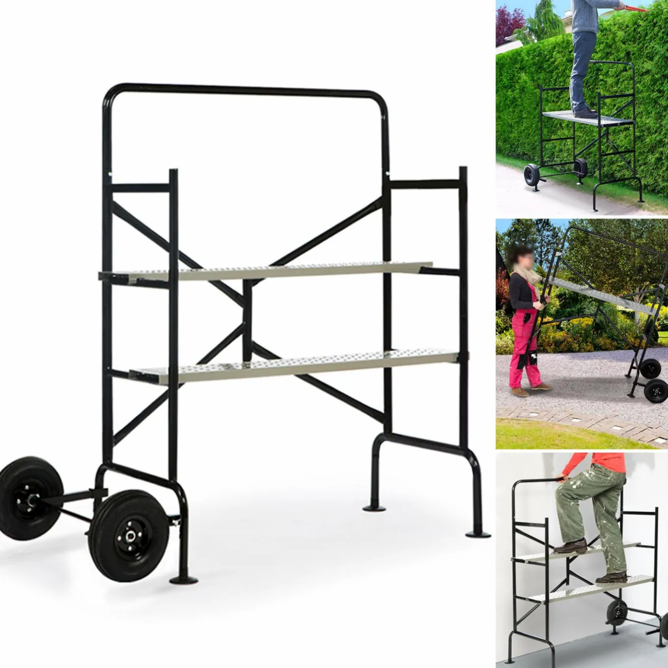IDMarket Échafaudage roulant et pliable hauteur de travail 2,5m* Entretien Du Jardin Et Accessoires