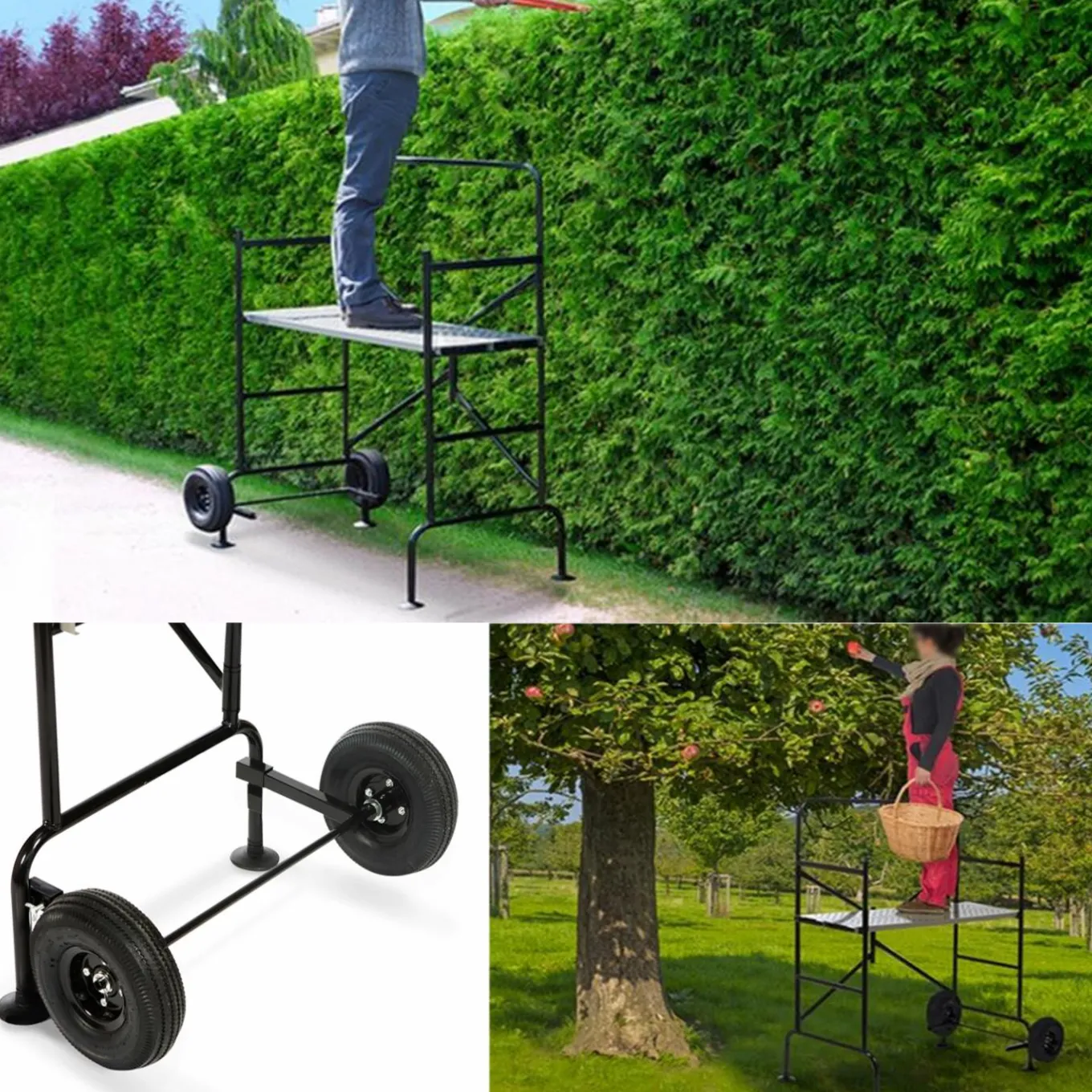 IDMarket Échafaudage roulant et pliable hauteur de travail 2,5m* Entretien Du Jardin Et Accessoires