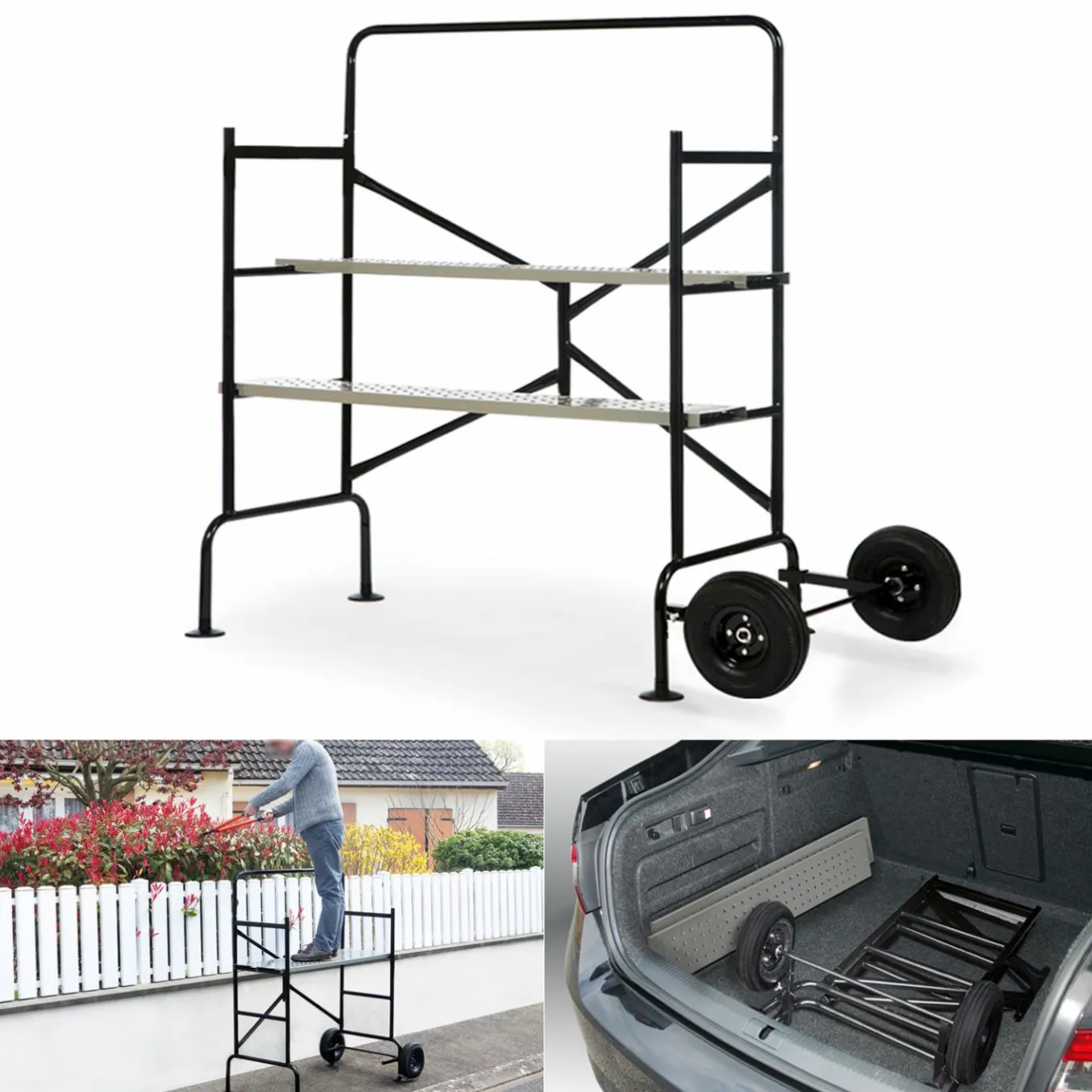 IDMarket Échafaudage roulant et pliable hauteur de travail 2,5m* Entretien Du Jardin Et Accessoires