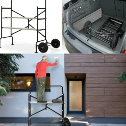 IDMarket Échafaudage roulant et pliable hauteur de travail 2,5m* Entretien Du Jardin Et Accessoires