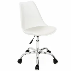 IDMarket Chaise de bureau scandinave blanche à roulettes* Collection Télétravail|Collection Scandinave