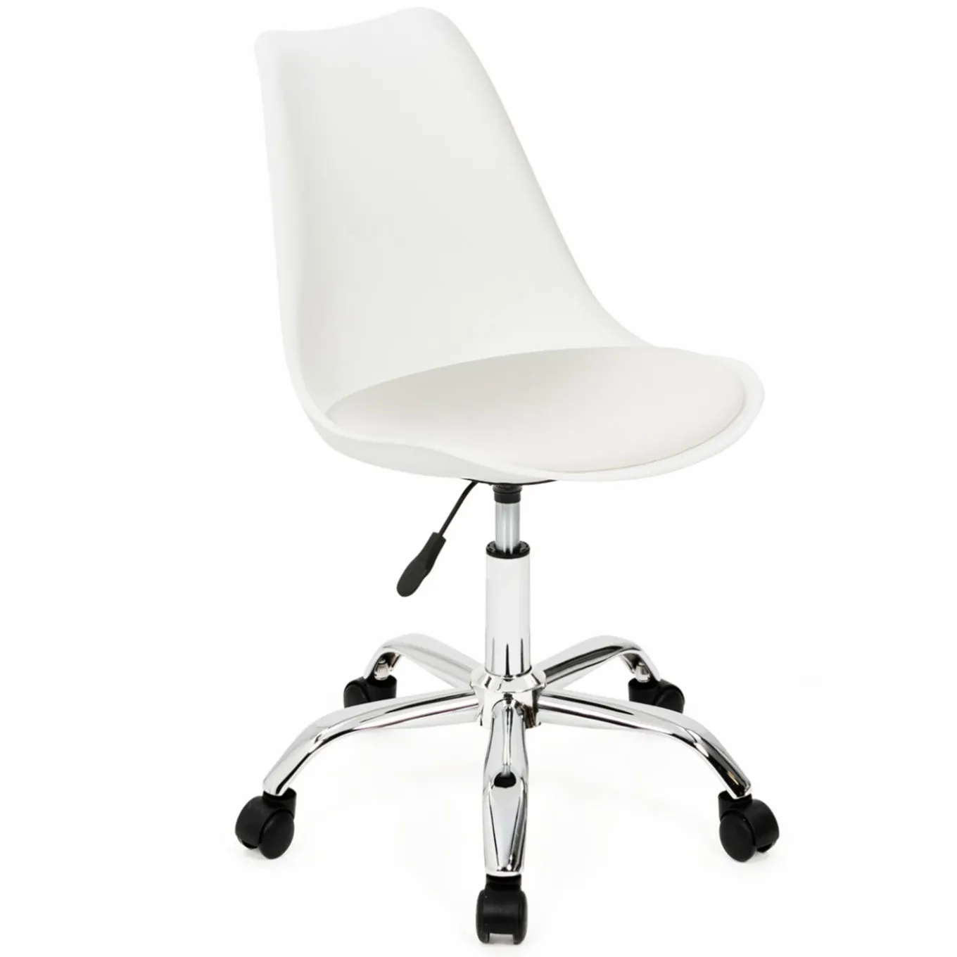 IDMarket Chaise de bureau scandinave blanche à roulettes* Collection Télétravail|Collection Scandinave