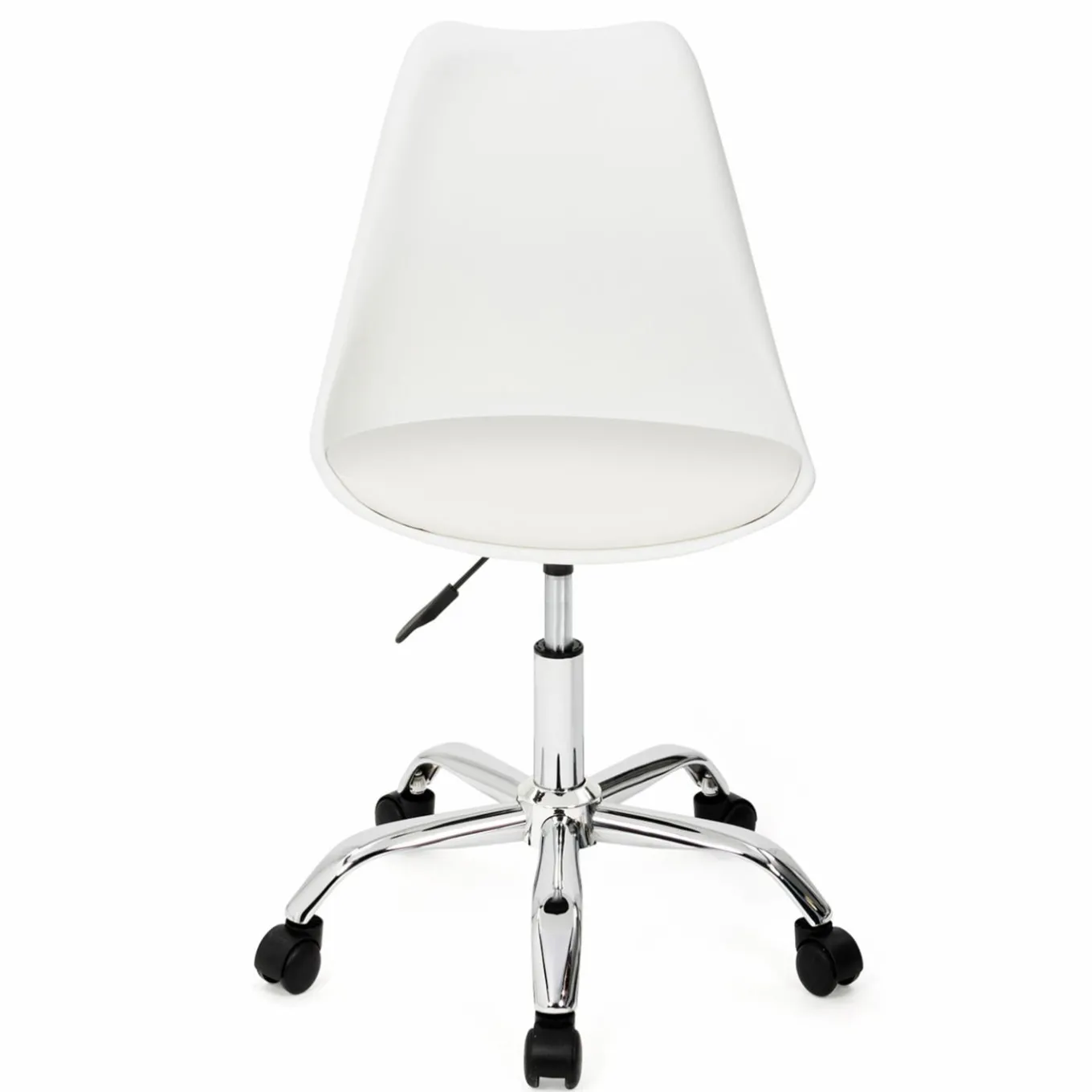 IDMarket Chaise de bureau scandinave blanche à roulettes* Collection Télétravail|Collection Scandinave