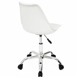 IDMarket Chaise de bureau scandinave blanche à roulettes* Collection Télétravail|Collection Scandinave