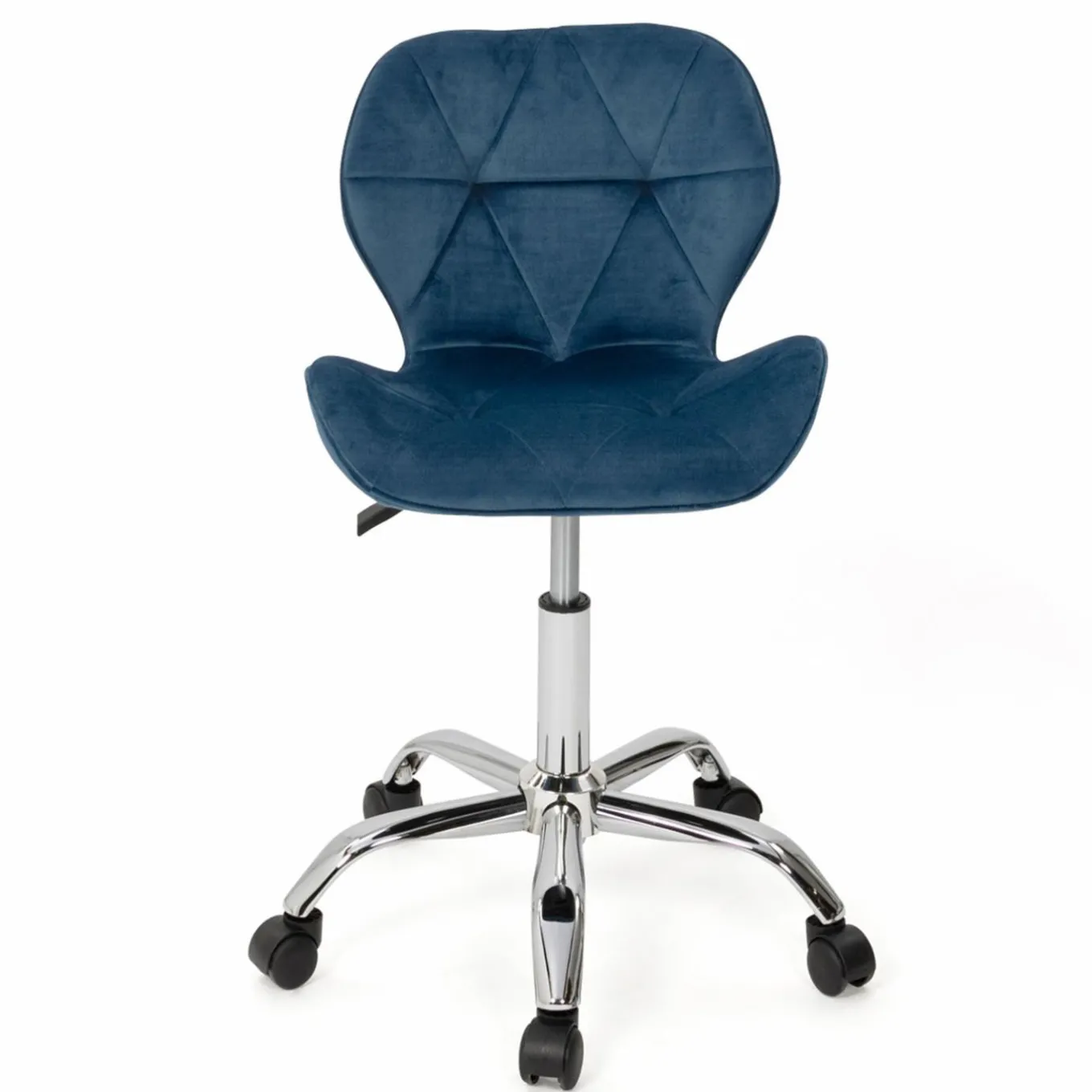 IDMarket Chaise de bureau velours bleu à roulettes* Collection Télétravail|Collection Moderne