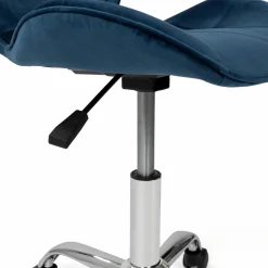 IDMarket Chaise de bureau velours bleu à roulettes* Collection Télétravail|Collection Moderne