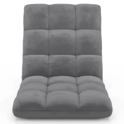 IDMarket Chaise de sol pliante 15 positions en velours gris anthracite* Chaises|Fauteuils