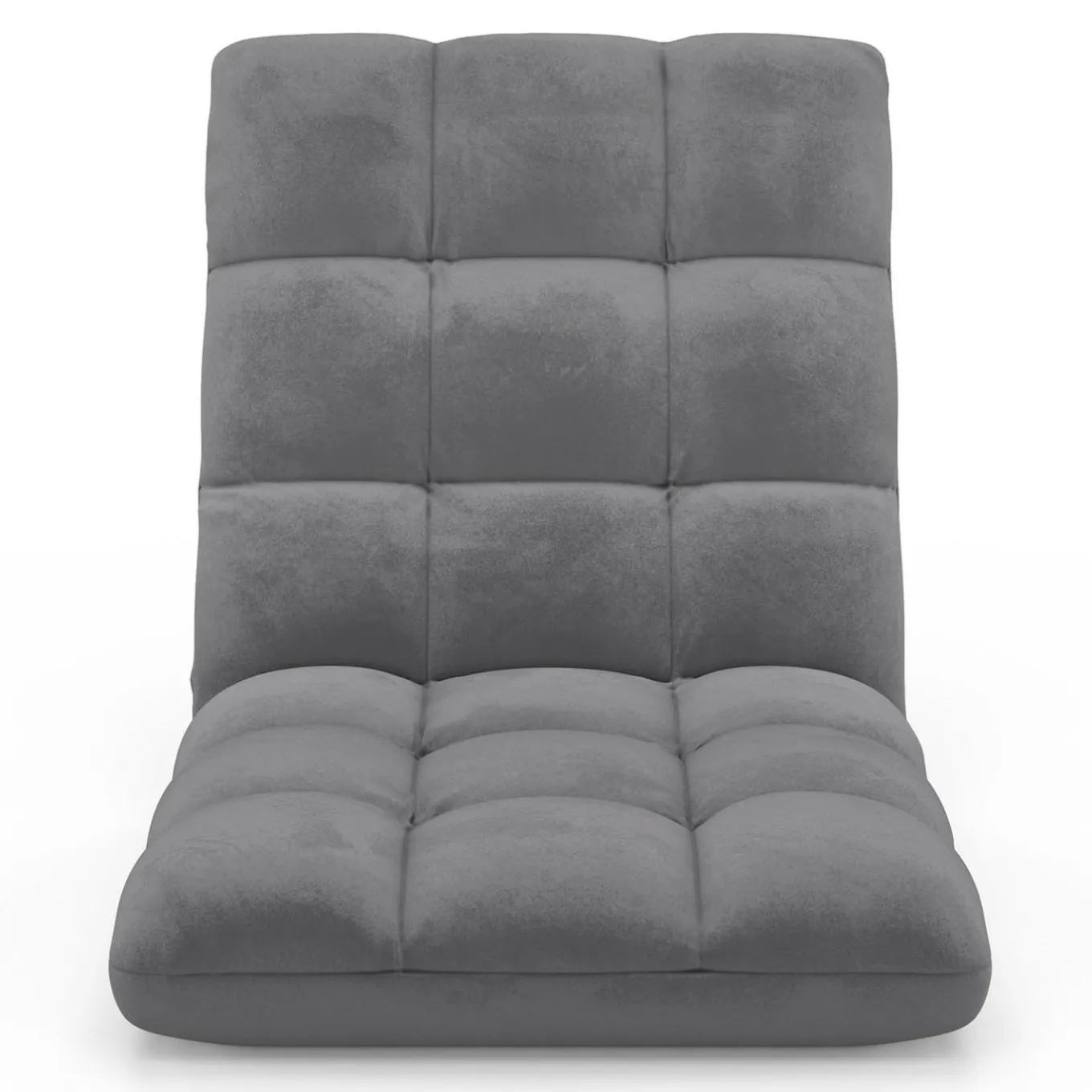 IDMarket Chaise de sol pliante 15 positions en velours gris anthracite* Chaises|Fauteuils