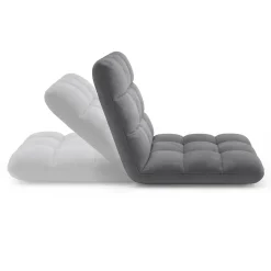 IDMarket Chaise de sol pliante 15 positions en velours gris anthracite* Chaises|Fauteuils