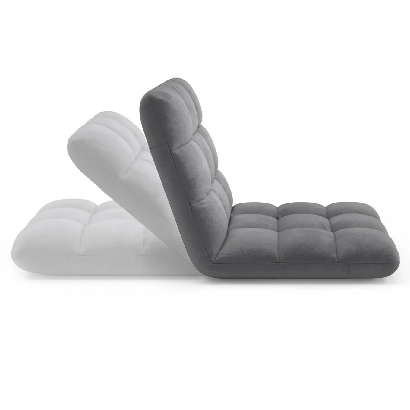 IDMarket Chaise de sol pliante 15 positions en velours gris anthracite* Chaises|Fauteuils