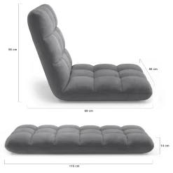 IDMarket Chaise de sol pliante 15 positions en velours gris anthracite* Chaises|Fauteuils
