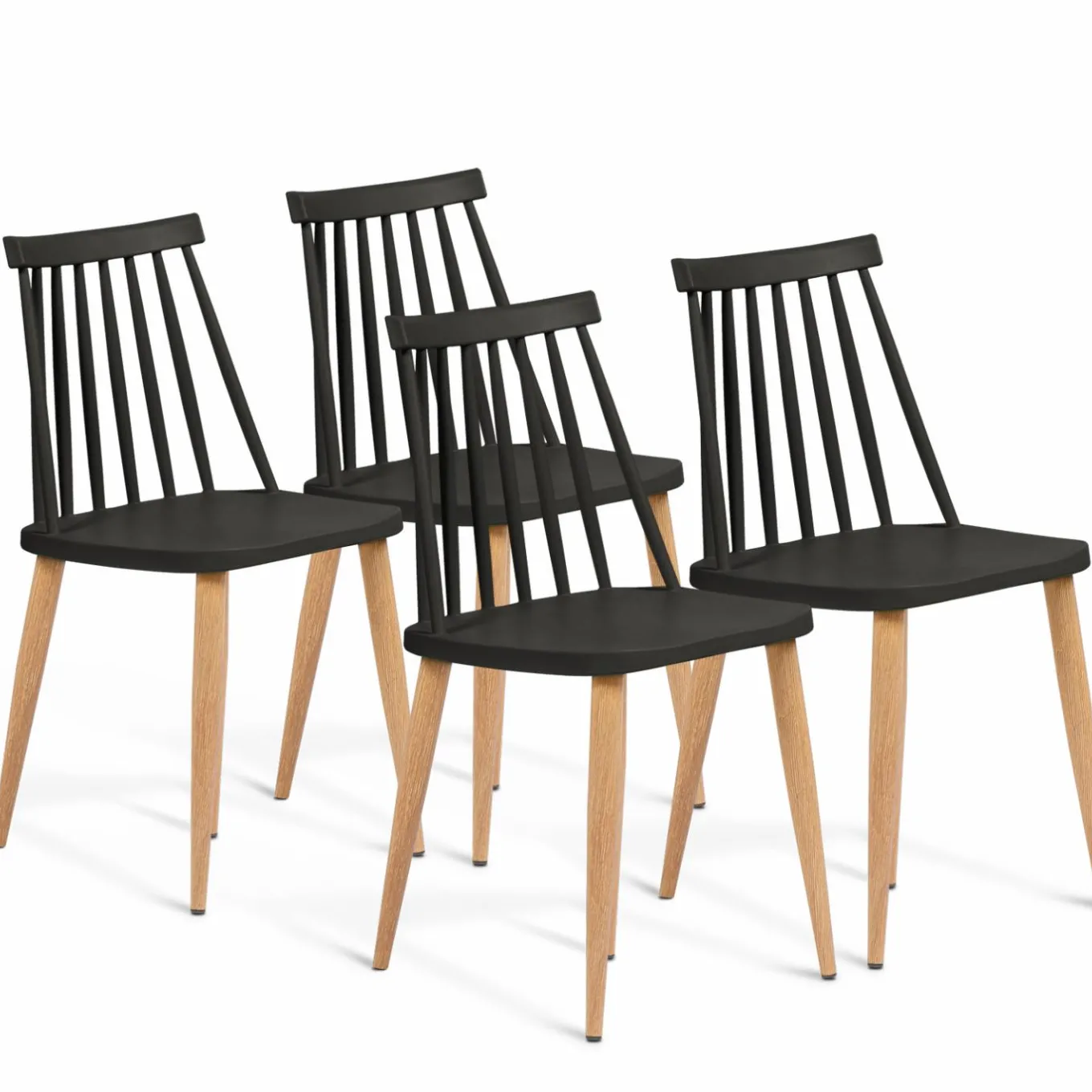 IDMarket Chaises à barreaux noires style scandinave* Collection Scandinave|Tables Et Chaises