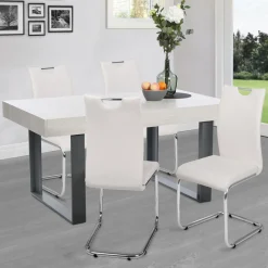 IDMarket Chaises blanches avec poignée pour salle à manger* Collection Contemporaine|Chaises