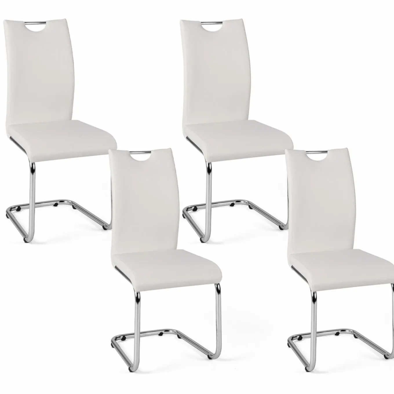 IDMarket Chaises blanches avec poignée pour salle à manger* Collection Contemporaine|Chaises