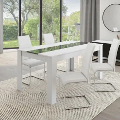 IDMarket Chaises blanches design pour salle à manger MIA* Collection Contemporaine|Salle À Manger Complète