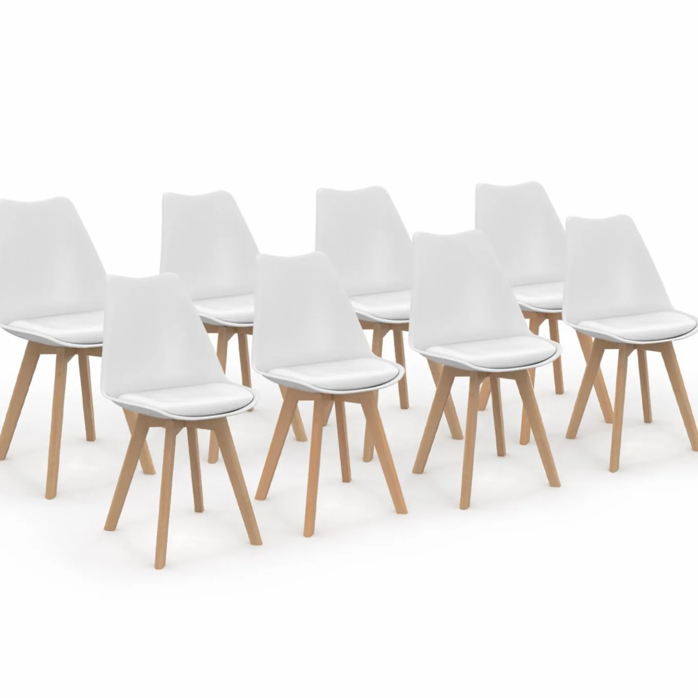 IDMarket Chaises blanches scandinaves salle à manger : lot de 8* Collection Scandinave|Chaises
