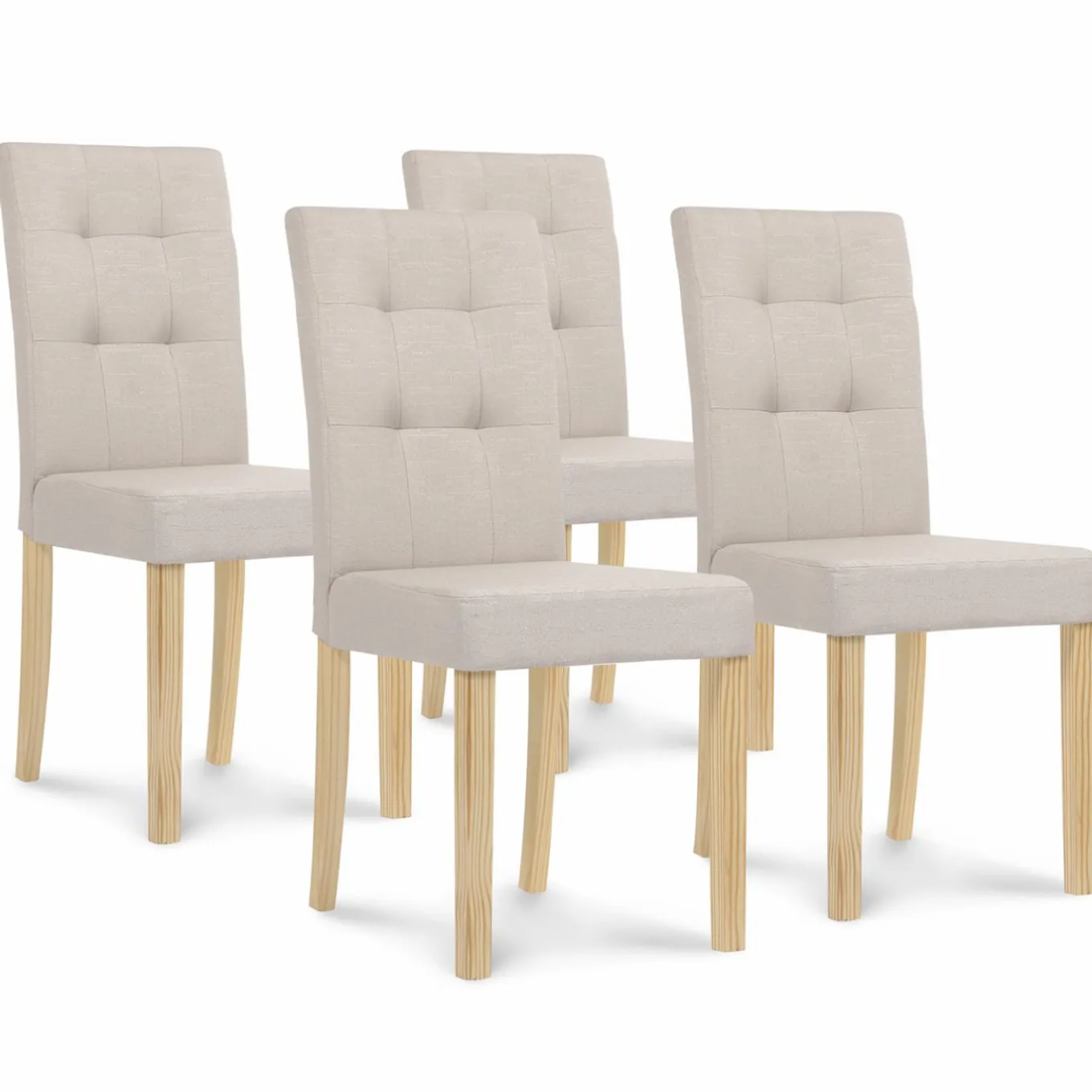 IDMarket Chaises capitonnées beiges chinées* Collection Scandinave|Salle À Manger Complète