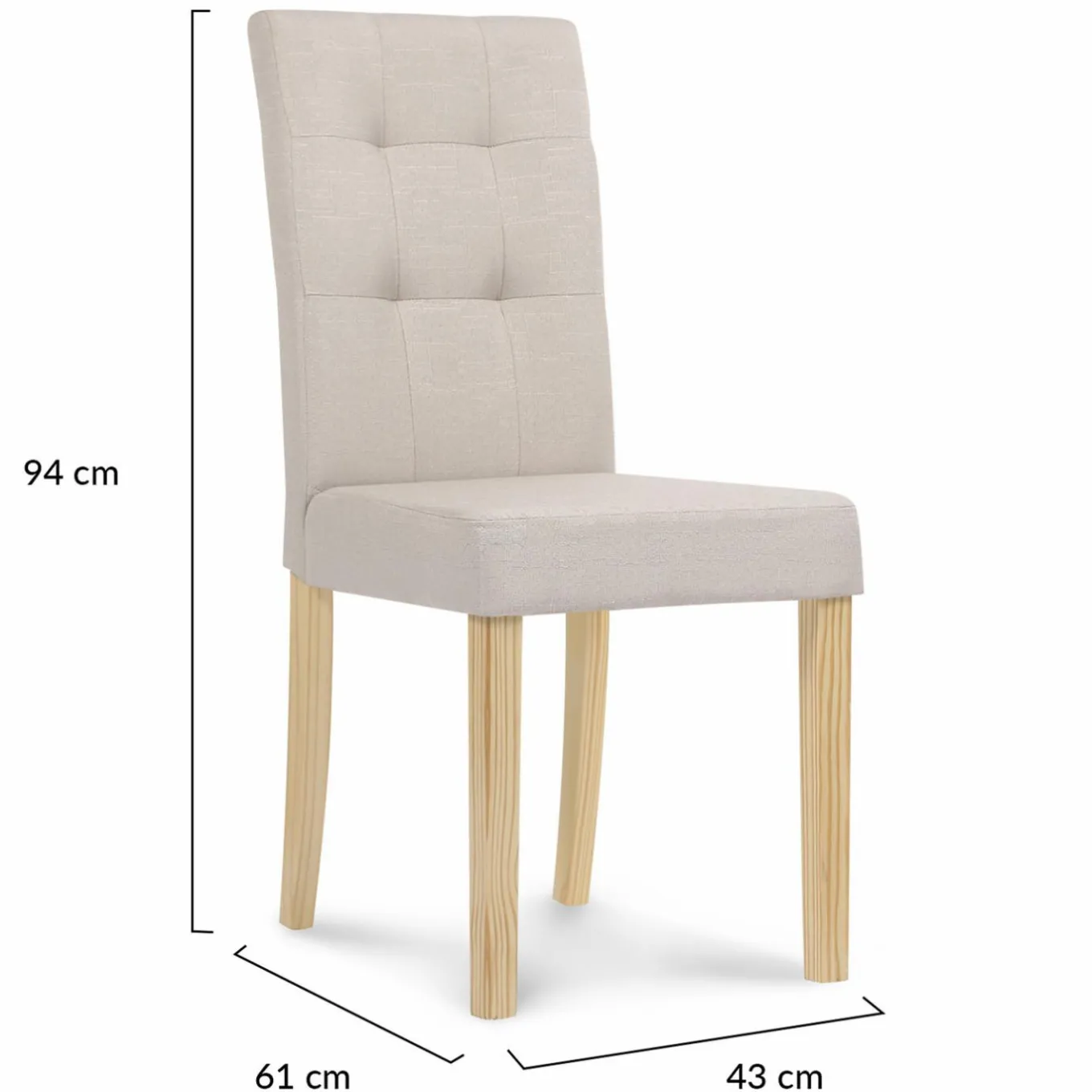 IDMarket Chaises capitonnées beiges chinées* Collection Scandinave|Salle À Manger Complète