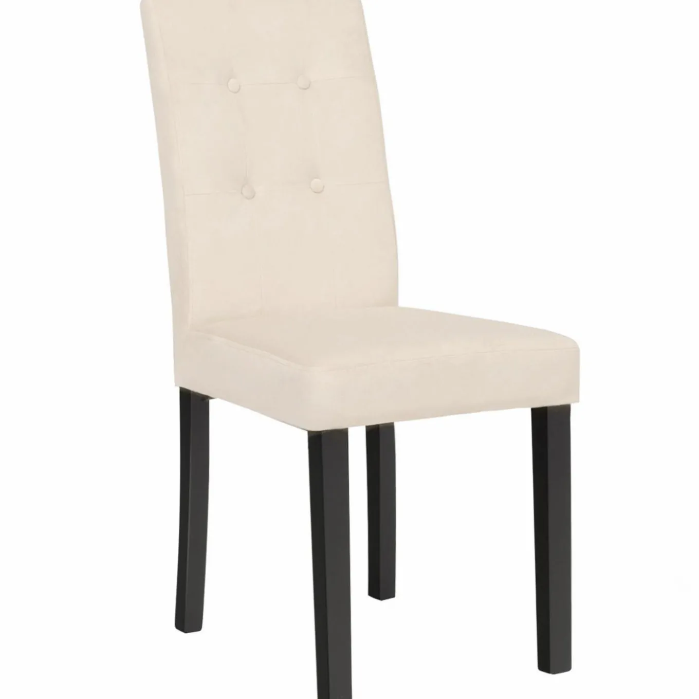 IDMarket Chaises capitonnées en velours beige pieds noirs : lot de 4* Collection Contemporaine|Chaises