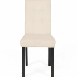 IDMarket Chaises capitonnées en velours beige pieds noirs : lot de 4* Collection Contemporaine|Chaises