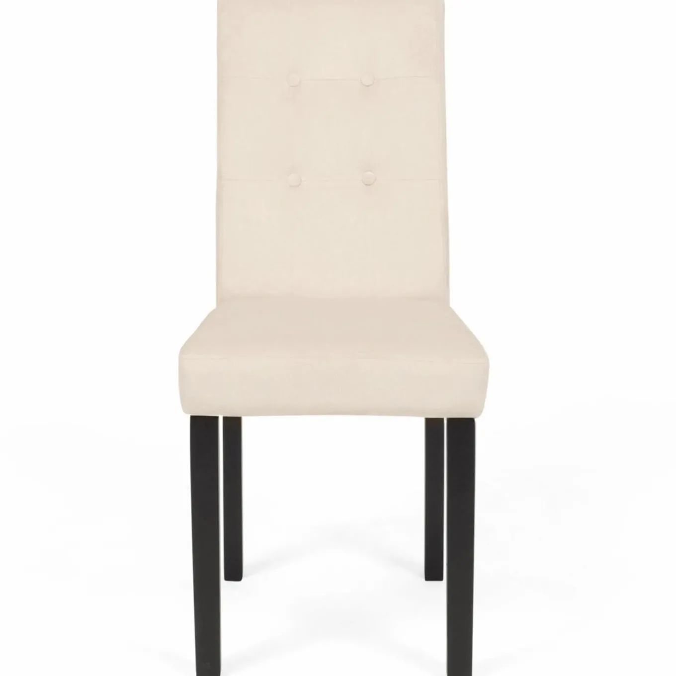 IDMarket Chaises capitonnées en velours beige pieds noirs : lot de 4* Collection Contemporaine|Chaises
