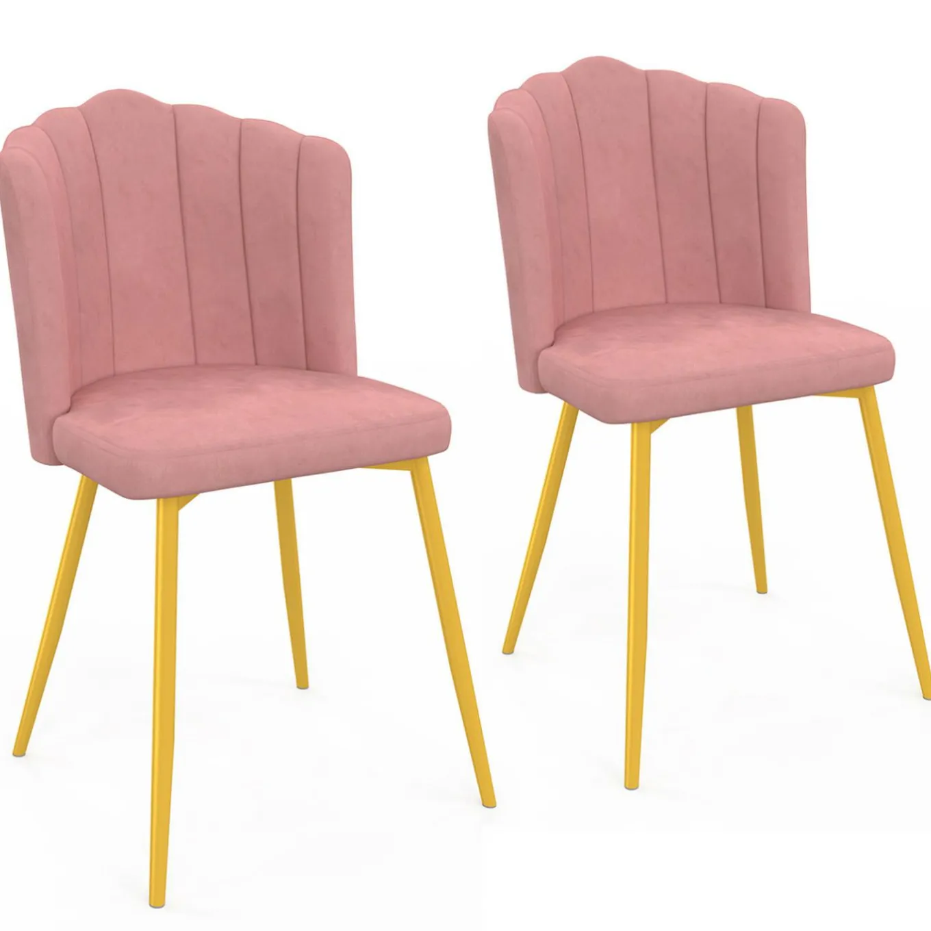 IDMarket Chaises coquillage rose en velours et pieds dorés* Collection Moderne|Collection Agencement Magasin