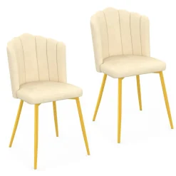 IDMarket Chaises coquillages beiges en velours et pieds dorés* Collection Agencement Magasin|Collection Vintage