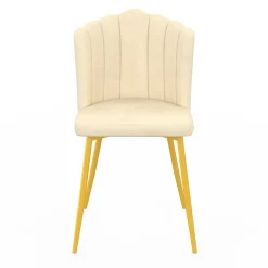 IDMarket Chaises coquillages beiges en velours et pieds dorés* Collection Agencement Magasin|Collection Vintage