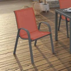 IDMarket Chaises de jardin empilables terracotta - lot de 6* Salons De Jardin