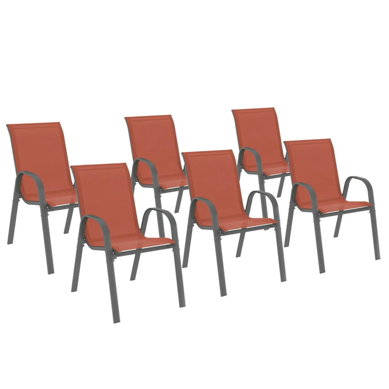 IDMarket Chaises de jardin empilables terracotta - lot de 6* Salons De Jardin