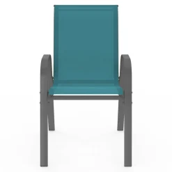 IDMarket Chaises de jardin empilables bleu canard : lot de 6* Salons De Jardin