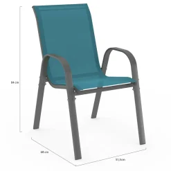 IDMarket Chaises de jardin empilables bleu canard : lot de 6* Salons De Jardin