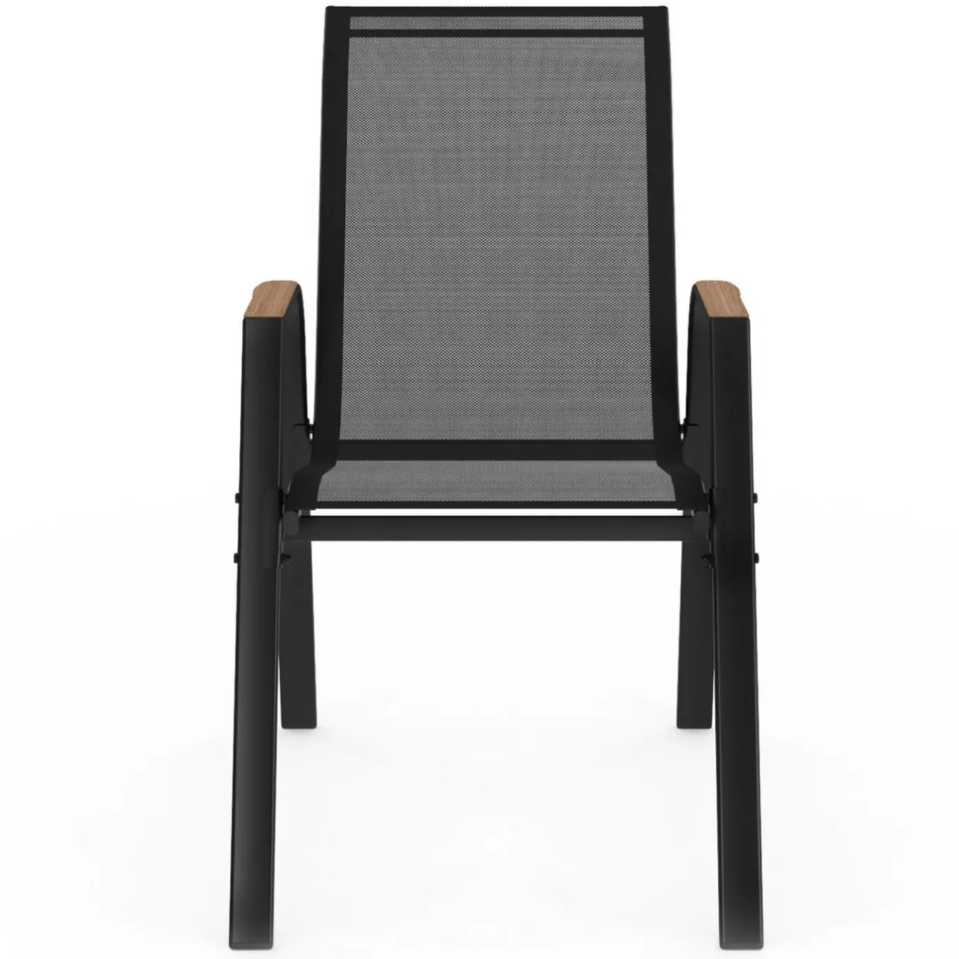 IDMarket Chaises de jardin empilables noir et bois métal et textilène* Salons De Jardin