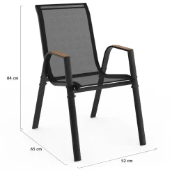 IDMarket Chaises de jardin empilables noir et bois métal et textilène* Salons De Jardin