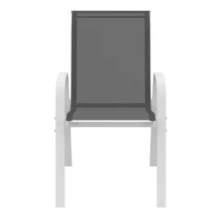 IDMarket Chaises de jardin empilables blanc et gris - lot de 6* Salons De Jardin