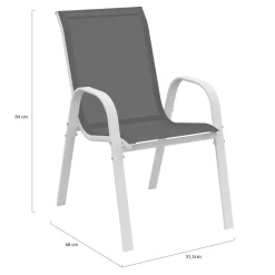IDMarket Chaises de jardin empilables blanc et gris - lot de 6* Salons De Jardin
