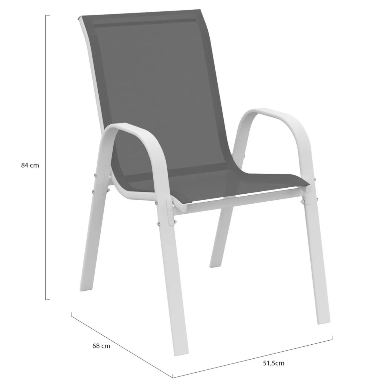 IDMarket Chaises de jardin empilables blanc et gris - lot de 6* Salons De Jardin