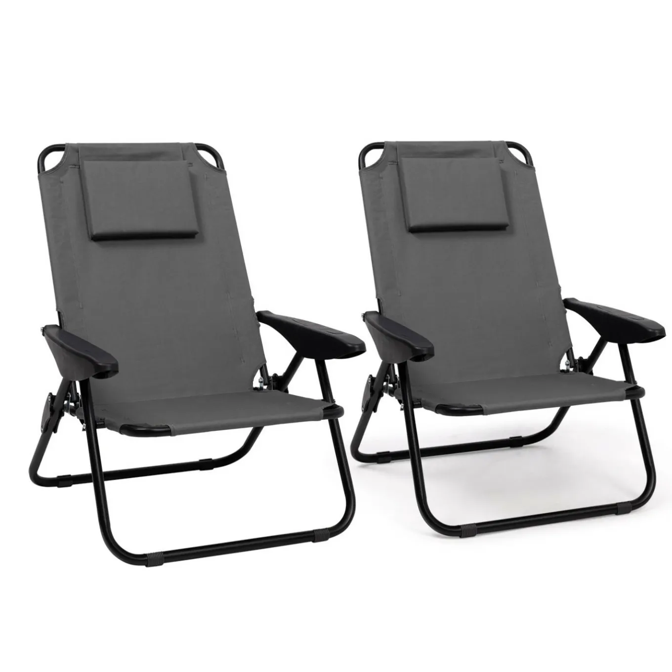 IDMarket Chaises de plage pliantes gris anthracite avec dossier inclinable* Fauteuils De Jardin|Salons De Jardin