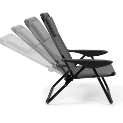 IDMarket Chaises de plage pliantes gris anthracite avec dossier inclinable* Fauteuils De Jardin|Salons De Jardin