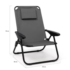 IDMarket Chaises de plage pliantes gris anthracite avec dossier inclinable* Fauteuils De Jardin|Salons De Jardin