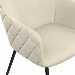 IDMarket Chaises de salle à manger design en velours gaufré beige* Collection Vintage|Chaises