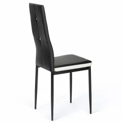 IDMarket Chaises de salle à manger noires et blanches avec strass* Collection Contemporaine|Chaises