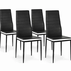 IDMarket Chaises de salle à manger noires avec bandeau blanc* Collection Contemporaine|Salle À Manger Complète