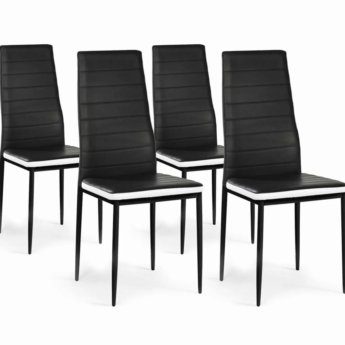 IDMarket Chaises de salle à manger noires avec bandeau blanc* Collection Contemporaine|Salle À Manger Complète